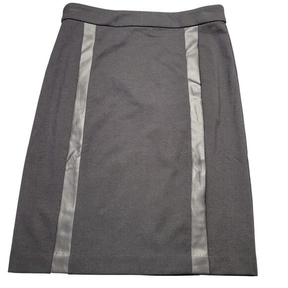 Carmen Black Skirt Midi Stretch Pencil Preppy Trim Zip Unlined NEW Womens Size 4 - Picture 1 of 8